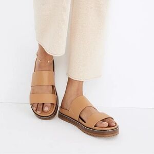 Madewell The Charley Double-Strap Slide Sandal in Desert Camel